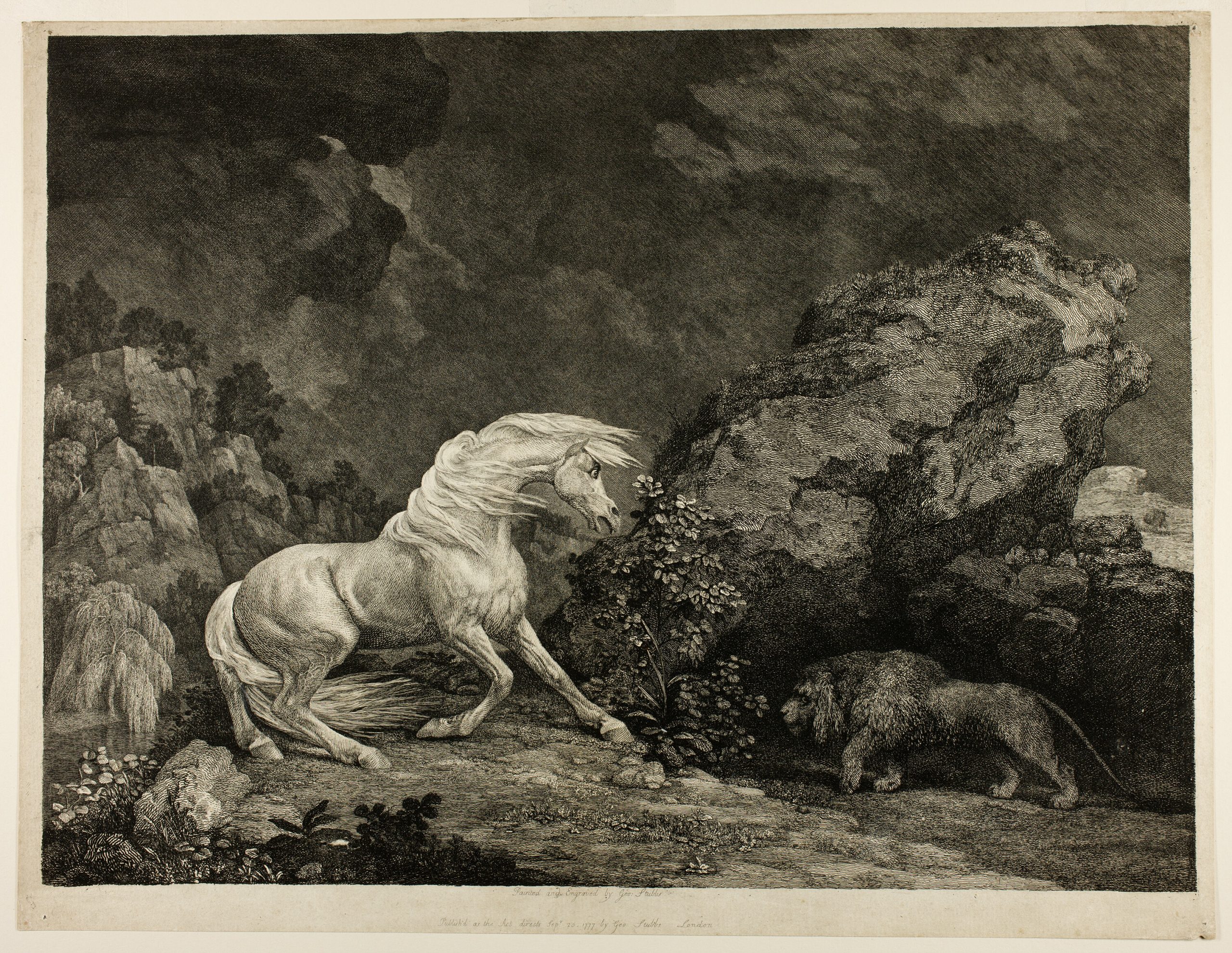 A Horse Affrighted by a Lion. George Stubbs