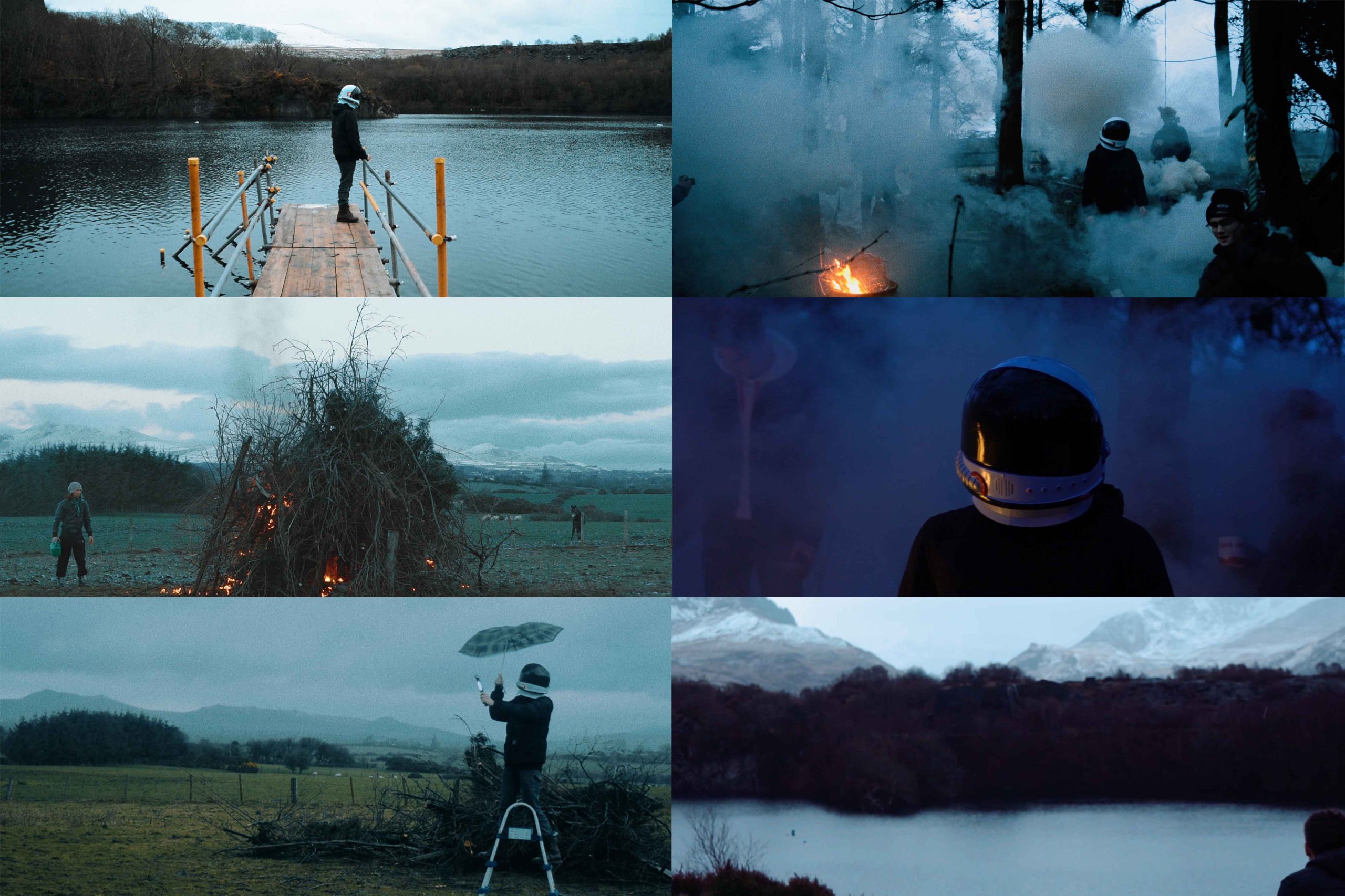 Stills from Billy's music video for Pys Melyn's track Cosmic.