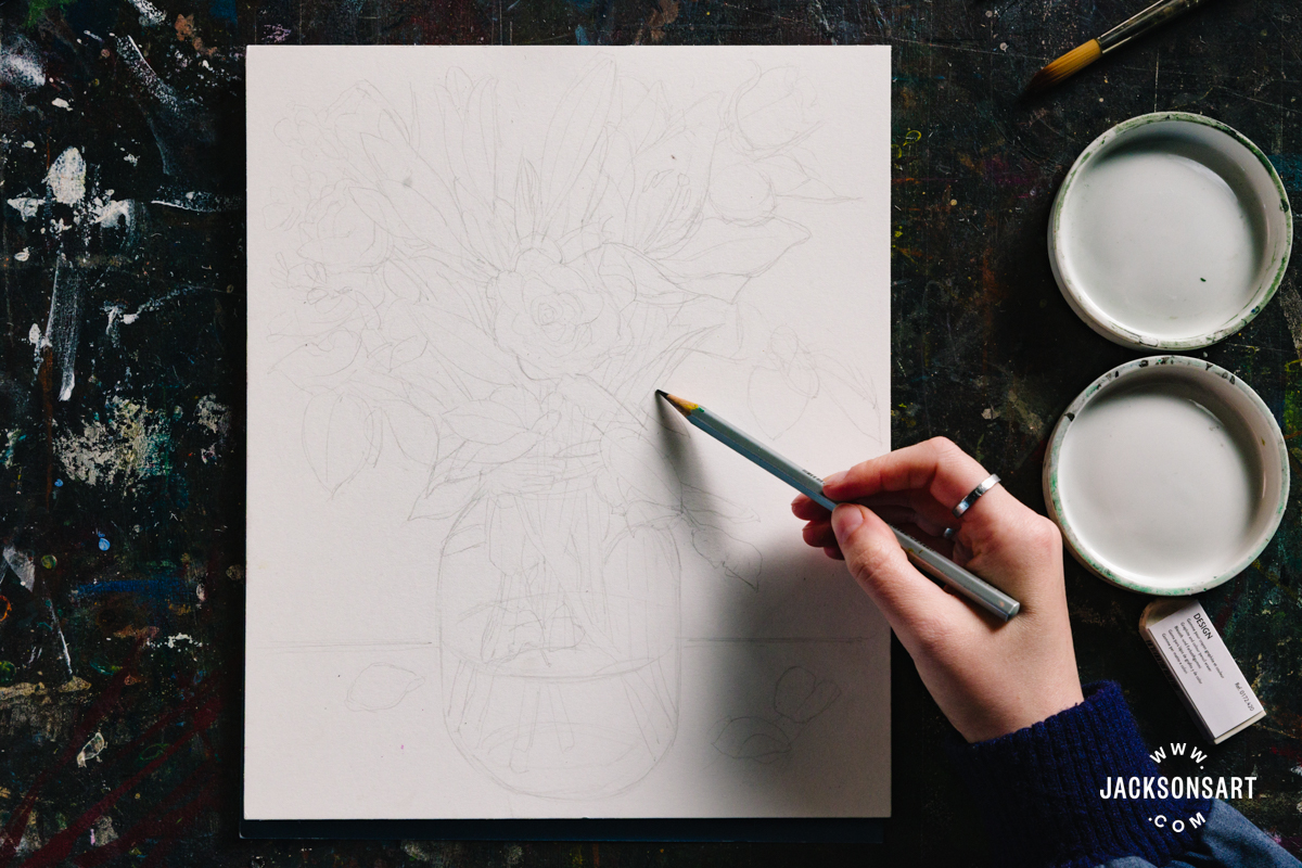 Flower art prompt - sketching the bouquet