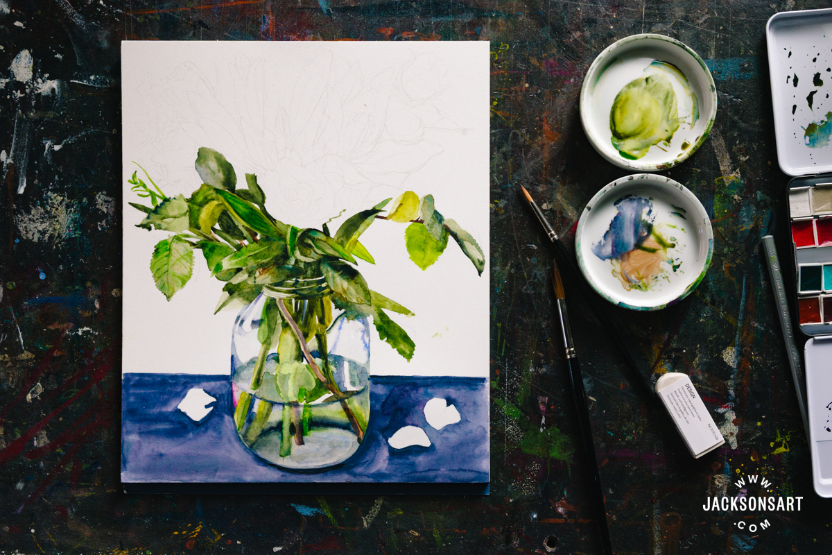 Flowers art prompt - greens