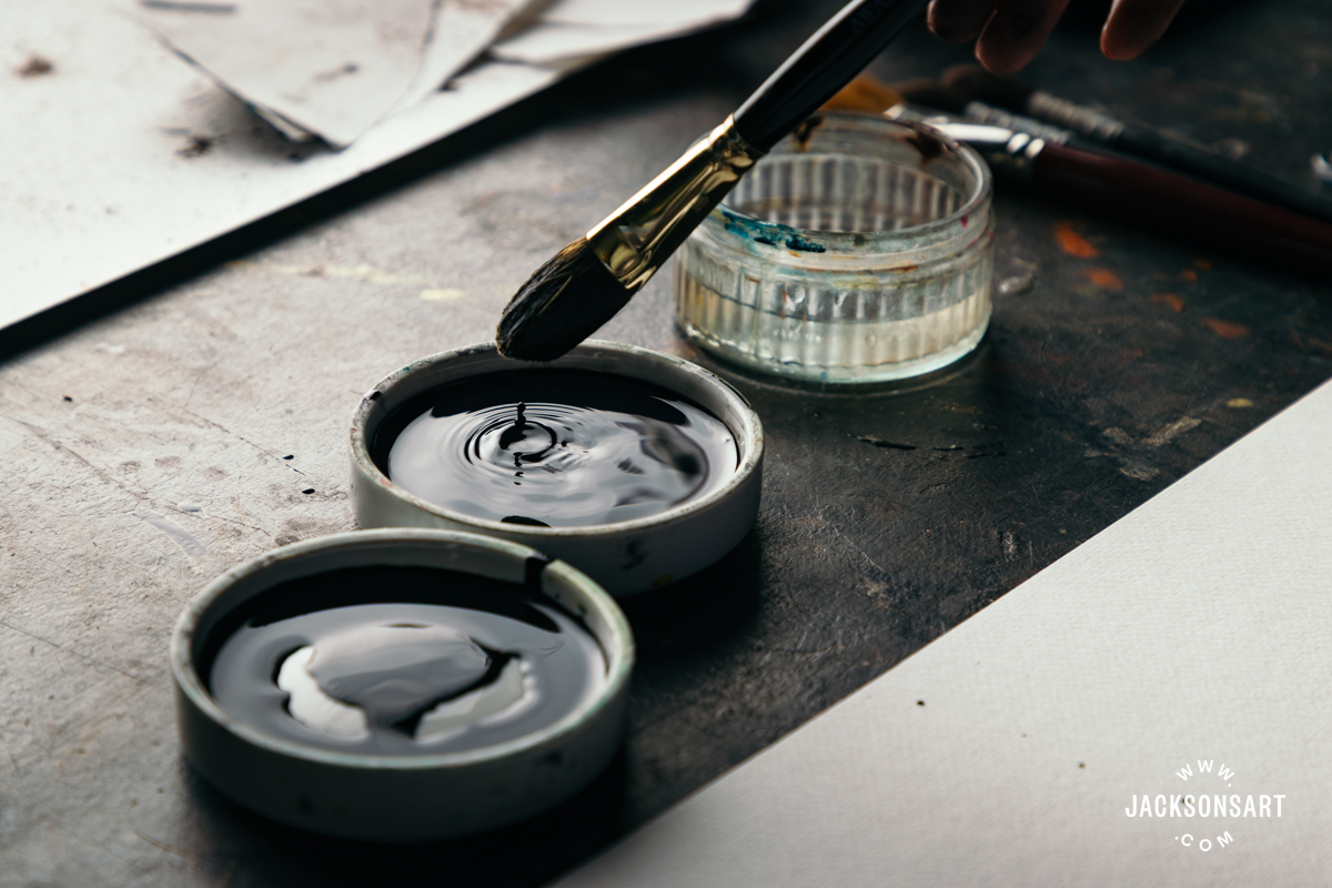Indian Ink in a stackable ceramic palette