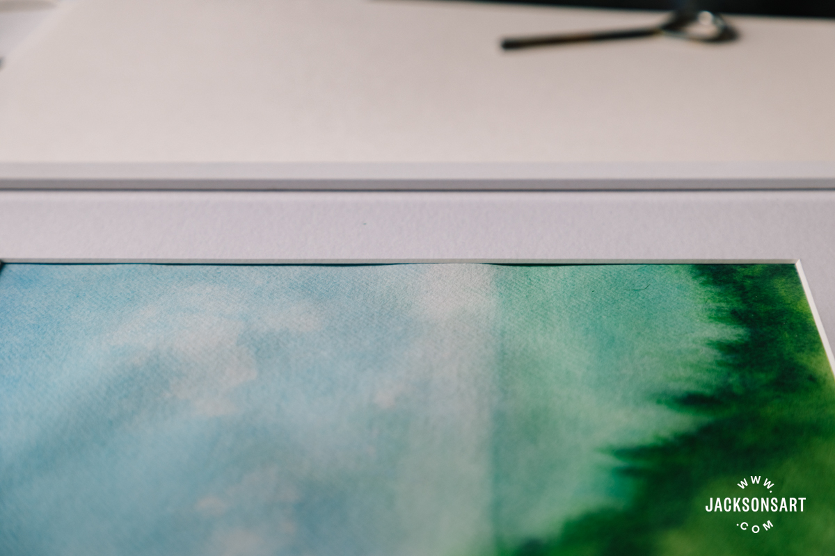 watercolour with rippled edges in frame