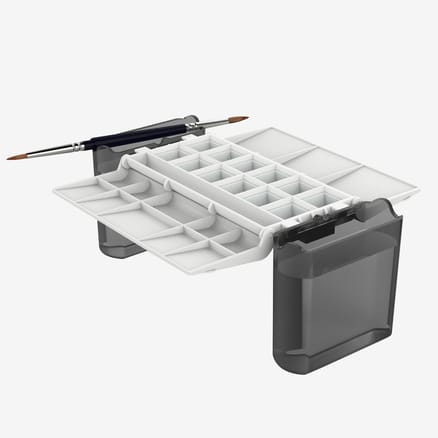 Palette De Peinture Portable En Plastique Couleur Blanc 23 Cm, Avec 6