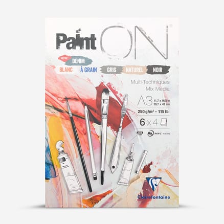 Clairefontaine - Ref 975182C - Paint'On Multi-Technique With Grain Sewn Art Book (32 Sheets) - A5 Size, 250gsm Paper, Acid Free - Suitable For Multiple Techniques