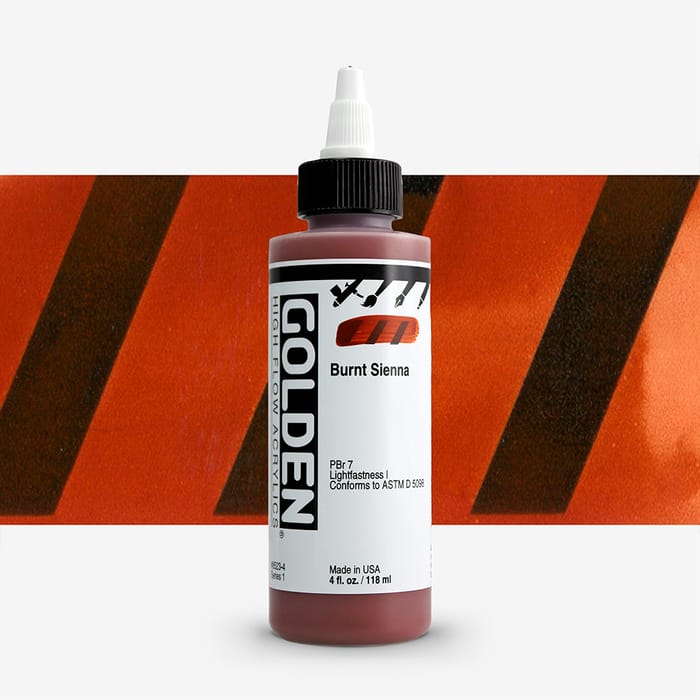 Golden High Flow Acrylic 119ml (4oz) Bottles Raw Sienna