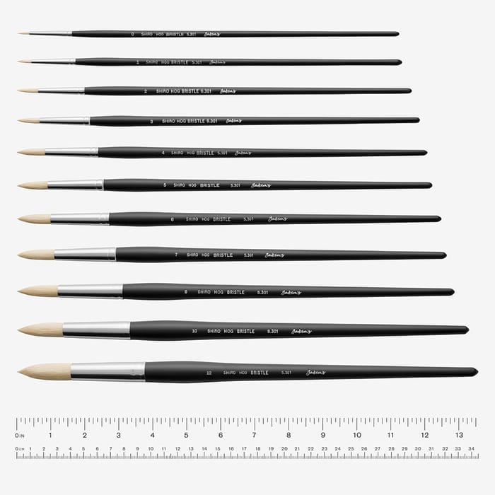 Hog Bristle Short Handle Round Tip Paint Brush Size 8, 10 Pack - Major Brushes - View #2