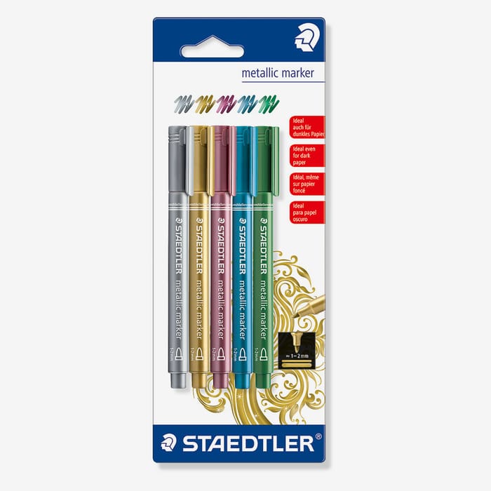 Staedtler Assorted Metallic Markers Gold, Silver, Blue