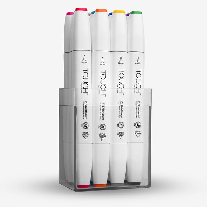 Shinhan Touch Twin 12 Brush Marker Pen Set Main Colors - Main Image