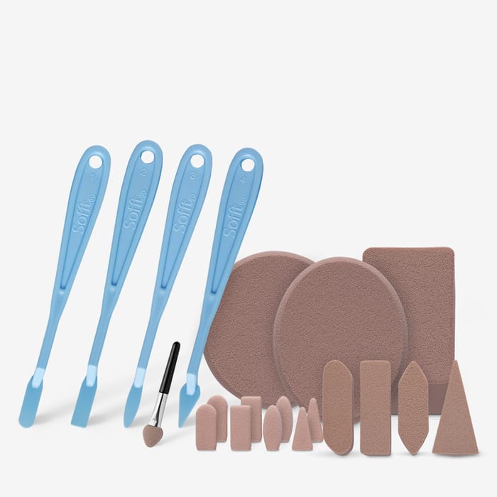 PanPastel Colorfin Sofft mes met 8 afdekkingen, # 1 rond, # 2 plat, # 3 ovaal en # 4 punten, meerkleurig