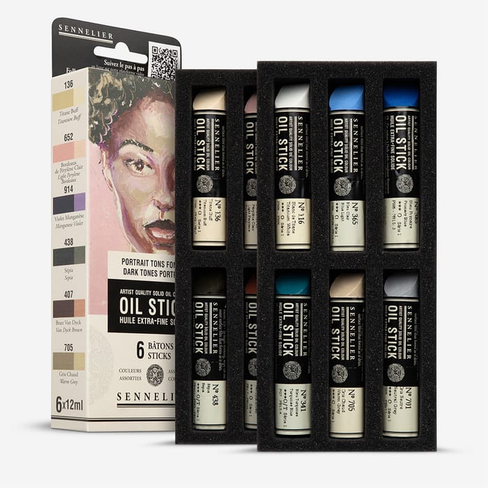 Sennelier 6 Mini Oil Sticks Stillleben Set - Hochpigmentierte Ölmalstifte