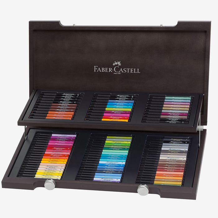 Faber Castell Pitt Artists Pens Wood Box Set Of 90 Jackson's Art