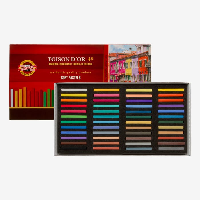 Estojo de Metal Giz Pastel Seco Macio Toison D'Or Koh-I-Noor 48 Cores