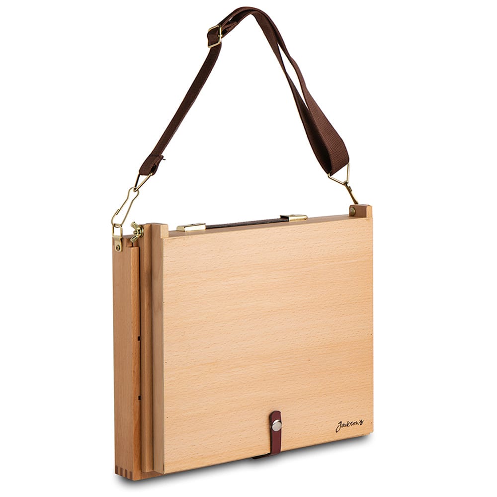 Ancienne Boîte à Peinture Pochade En Bois – Avec Manche Cuir Et Colombe Taillée