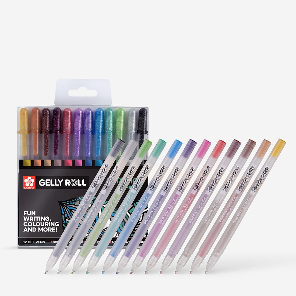 Sakura Gelly Roll Mixed Set van 24, Assorti Kleuren & Effecten | Glitter, Metallic & Fluorescerende Gelpennen voor Schrijven & Tekenen