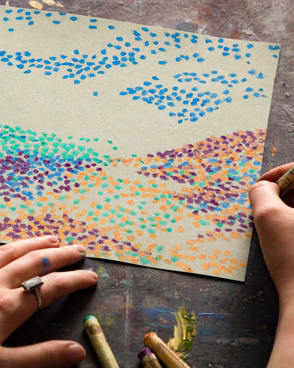 Pastel Painting - Pointillism (Stippling)