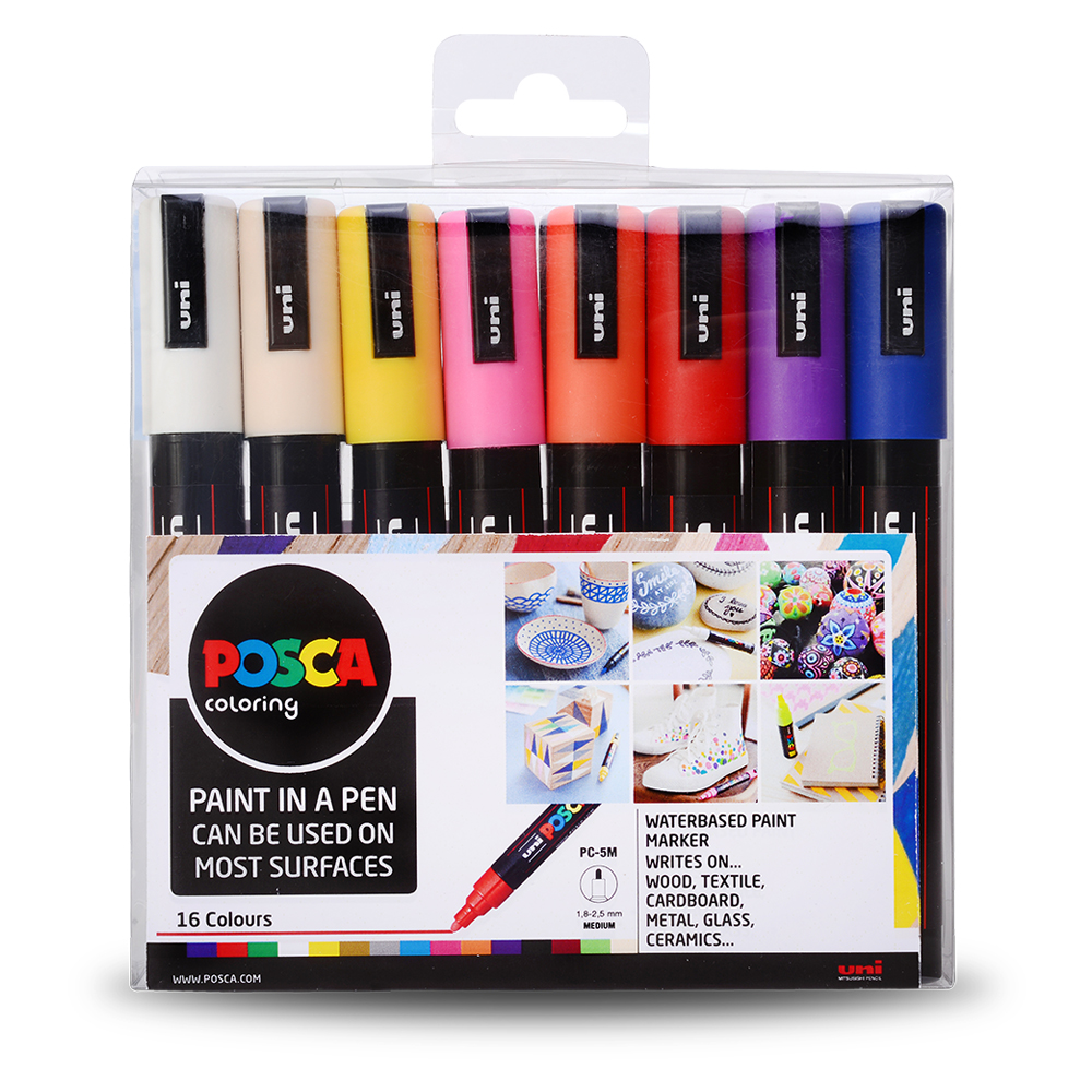 POSCA PC-5M Medium Bullet Paint Marker Set (16-Colors) 087664
