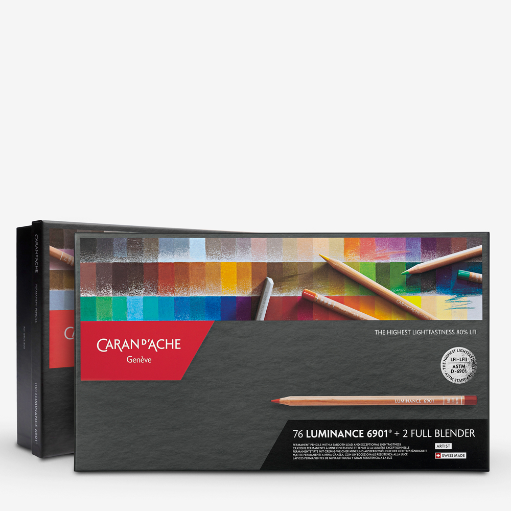 Caran d'Ache Luminance Coloured Pencils Review - All 100 of Them! Original  76 Set + 24 Portrait Set 