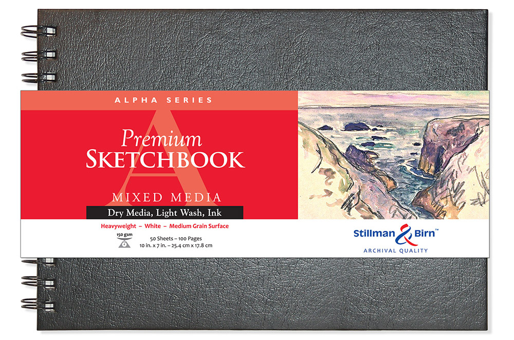 Stillman & Birn : Alpha Sketchbook 10 x 7in Wirebound 150gsm - Natural  White Vellum