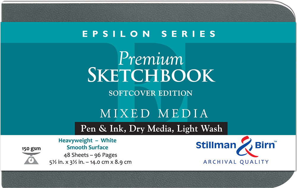 Stillman & Birn : Nova : Softcover Mixed Media Sketchbook : 150gsm :  5.5x8.5in (14x21.6cm) : Black
