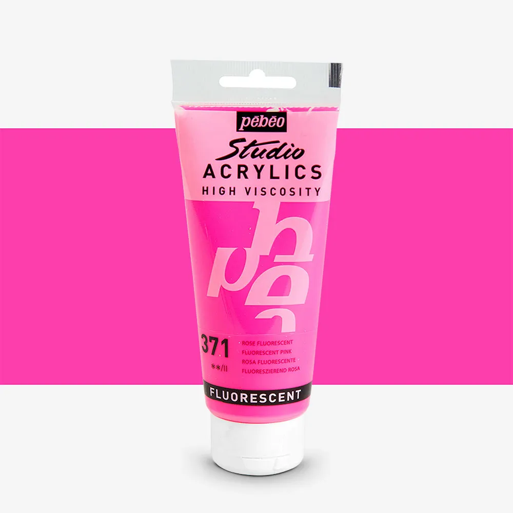 Pebeo : High Viscosity : Studio Acrylic Paint : 100ml : Fluorescent Pink