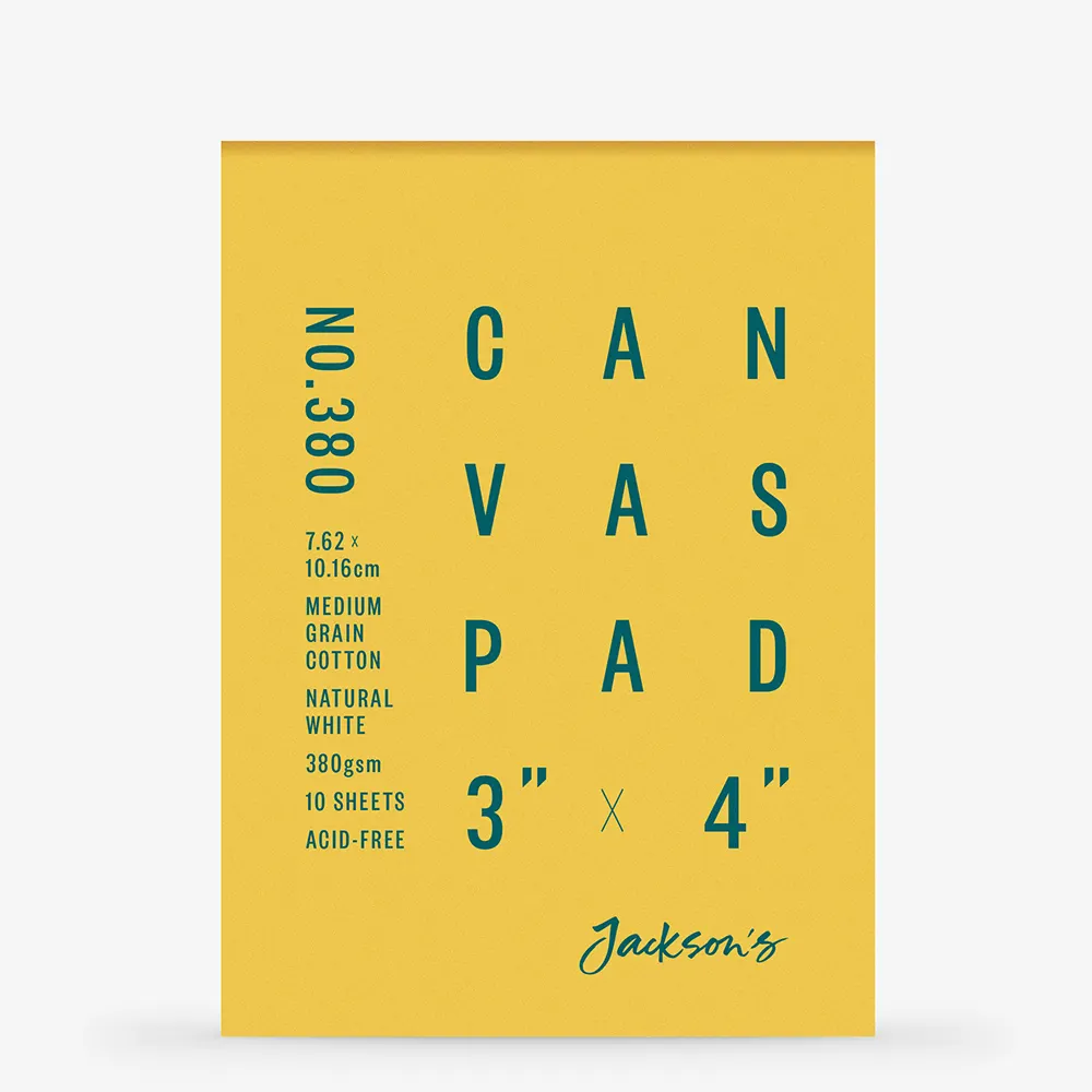 Jackson's : 100% Cotton Canvas Pad : Universal Primed : 380gsm : 10 Sheets : 3x4in (Apx.8x10cm)