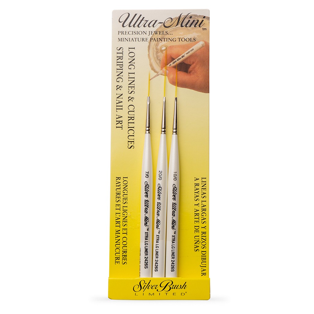 Silver Brush : Ultra Mini : Golden Taklon Brush : Striper Set of 3