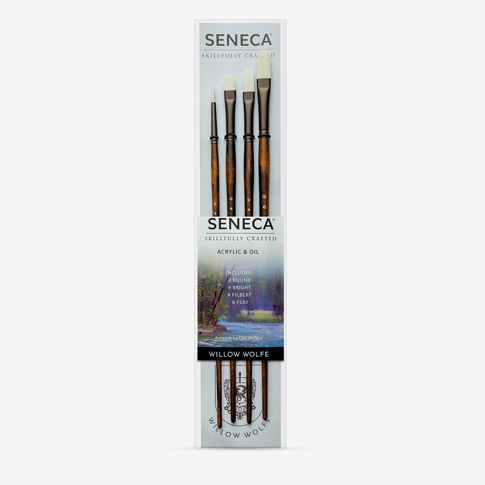Willow Wolfe : Seneca Brush : Series 1700 :  Acrylic & Oil : Brush Set of 4