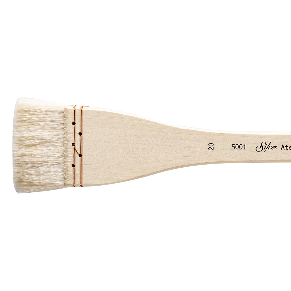 Silver Brush : Atelier Hake : Long Handle : Flat : Size 20 : 45mm Wide