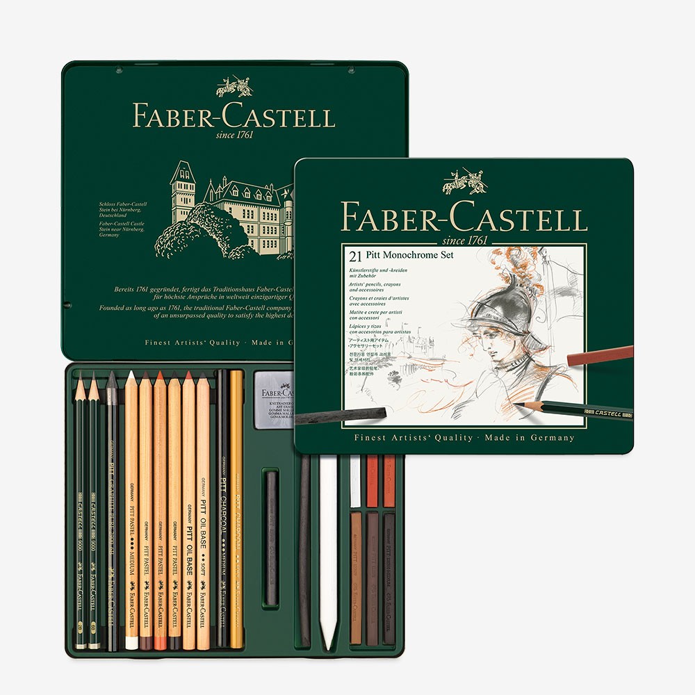 Faber-Castell : Pitt : Monochrome : Metal Tin Set of 21