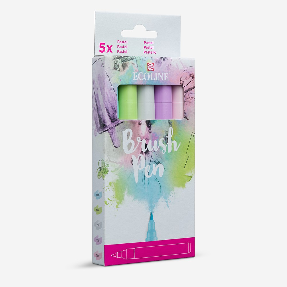 Royal Talens : Ecoline : Watercolour Brush Pen : Pastel Set of 5