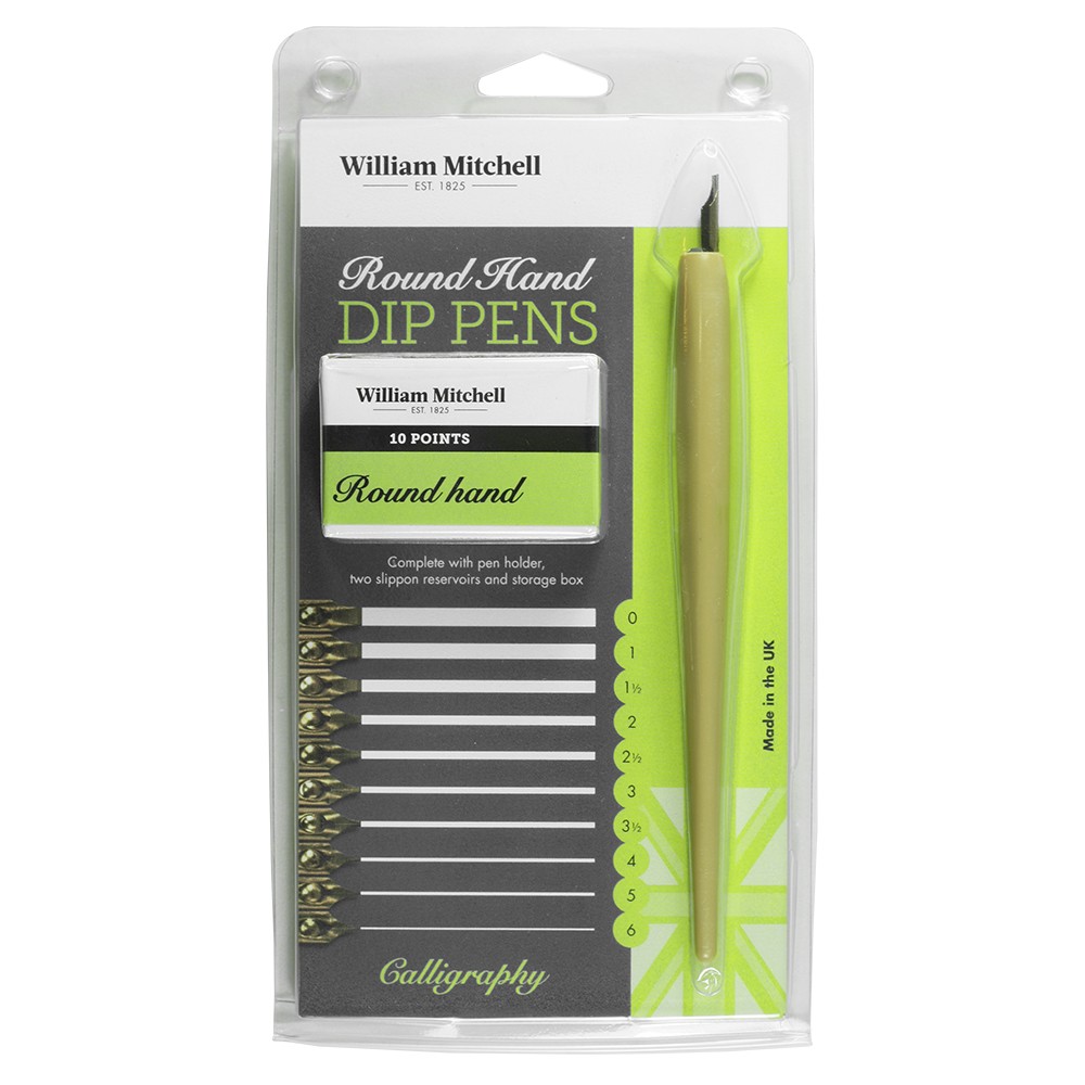 William Mitchell : Calligraphy : Round Hand Dip Pen : 10 Nibs and Holder