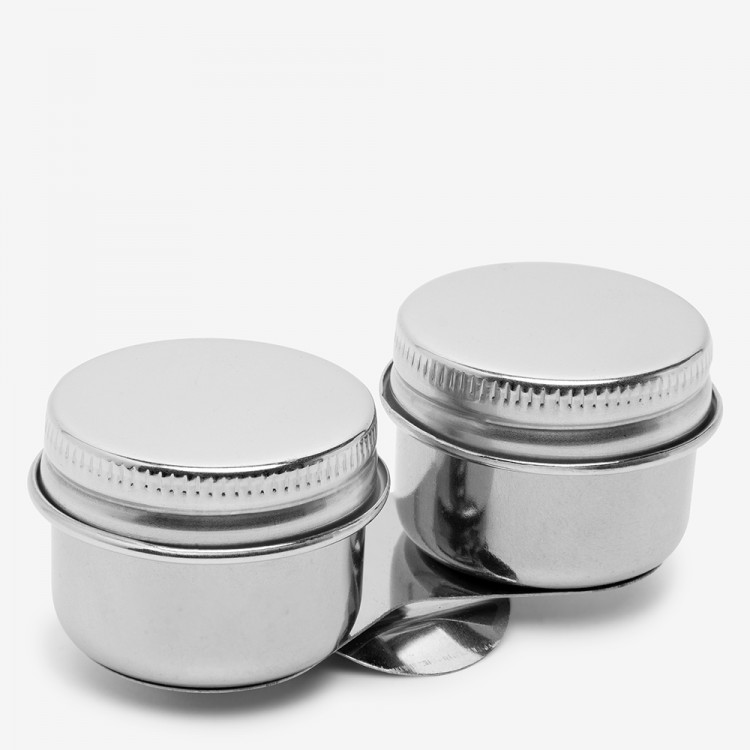 Studio Essentials : Double Artist Dipper and Lid : 2x1.5in Diameter (Apx.5x4cm) : Clips On To Palette