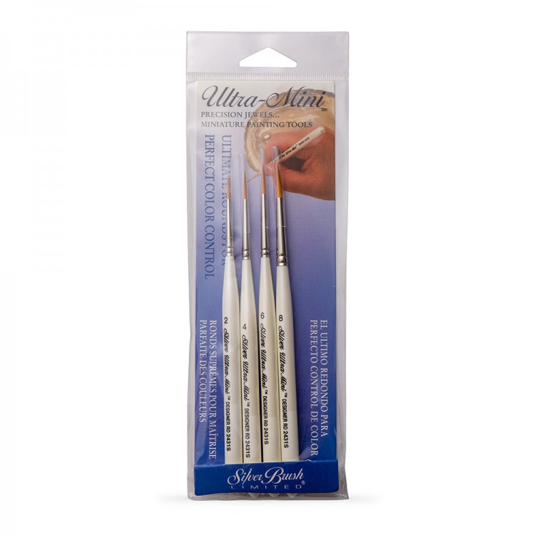 Silver Brush : Ultra Mini : Golden Taklon Brush : Ultimate Round Set of 4