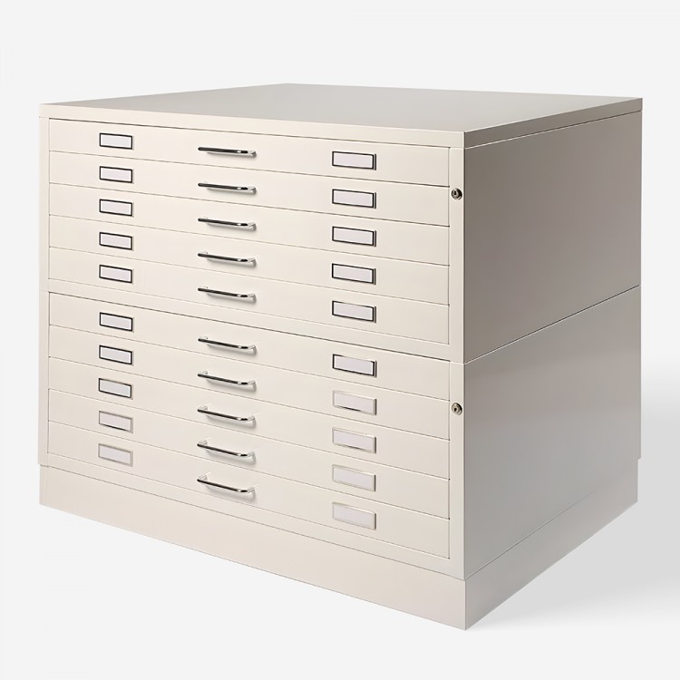 Vistaplan : Metal Planchest 10 Drawer A1 White : UK Only