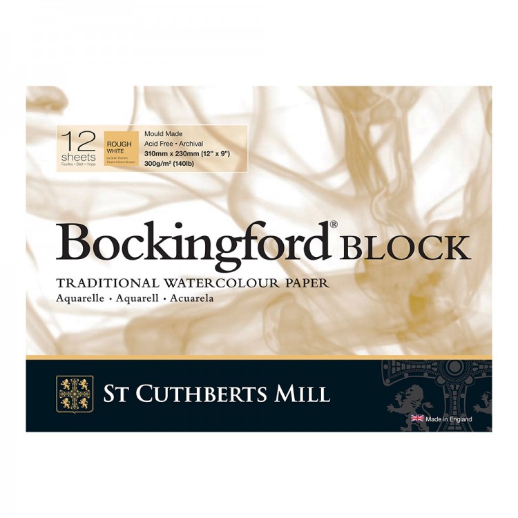 Bockingford : Block : 9x12in (Apx.23x30cm) : 300gsm : 12 Sheets : Rough
