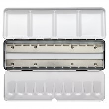 Jackson's : Empty Metal Watercolour Box : Holds 24 Half Pans or 12 Full Pans : With Fold-Out Palette