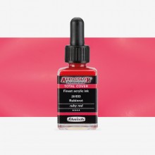 Schmincke : Aero Color Finest Acrylic Ink : 28ml : Total Cover : Ruby Red