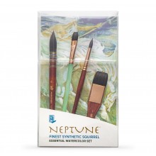 Princeton : Neptune : Synthetic Squirrel : Watercolour Brush : Series 4750 : Short Handle : Essential Set of 4