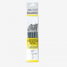 Winsor & Newton : Foundation Acrylic Brush Set : SH Round 3&6 Flat 10&14 Filbert 3&6