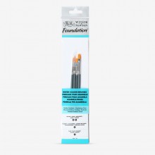 Winsor & Newton : Foundation Watercolour Brush Set : SH Round 3 & 5 Flat 4 Filbert 2