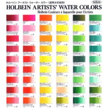 Holbein : Artists' : Watercolour Paint : Hand Painted Colour Chart