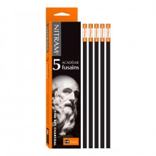 Nitram : Academie Fusains Square Stick Charcoal : Pack of 5 : HB