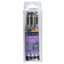 Sakura : Pigma : Micron Pen : Wallet : Set of 3 : 0.3 - 0.5mm : Black