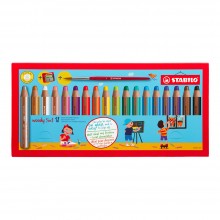 Stabilo : Woody 3-in-1 : Pencil : Wallet Set of 20 : 18 Colours Plus Sharpener and Brush