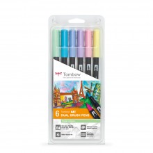 Tombow : Art Dual Blendable Brush Pens : Pastel Colours : Set of 6