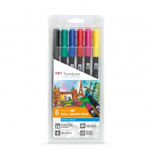 Tombow : Dual Tip Blendable Brush Pens : Primary Colours : Set of 6