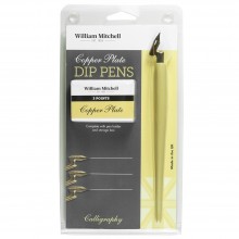 William Mitchell : Calligraphy : Copperplate Dip Pen : 3 Elbow Nibs and Holder