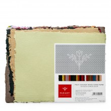 Panart : Handmade Paper : 4 Deckled Edges : Assorted Colours : 200gsm : 25 Sheets : 8.5x11in