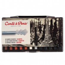 Conte a Paris : Carres : Sketching Crayon : Box of 12 : Assorted Traditional
