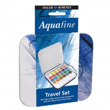 Daler Rowney : Aquafine Travel Watercolour Paint Set : Half Pan : Set Of 24